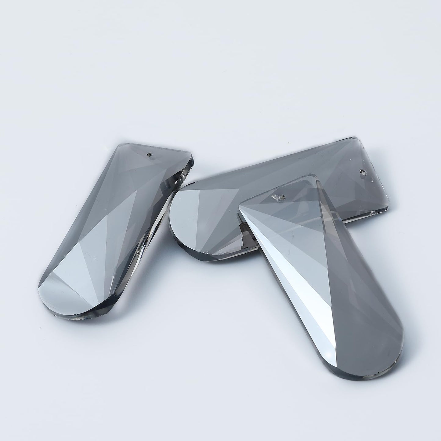 6 Pieces K9 Smoke Gray Replacement Crystal for Crystals Chandelier Metal Clip Crystal Strips Replacement Prisms Pendant 3" x 1.18"