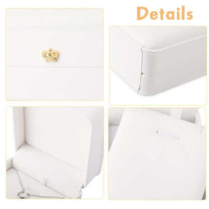 iSuperb 2 Pcs Necklace Pendant Box Velvet Interior Bracelet Jewelry Gift Box Chain Necklace Display Storage Case for Engagement Proposal