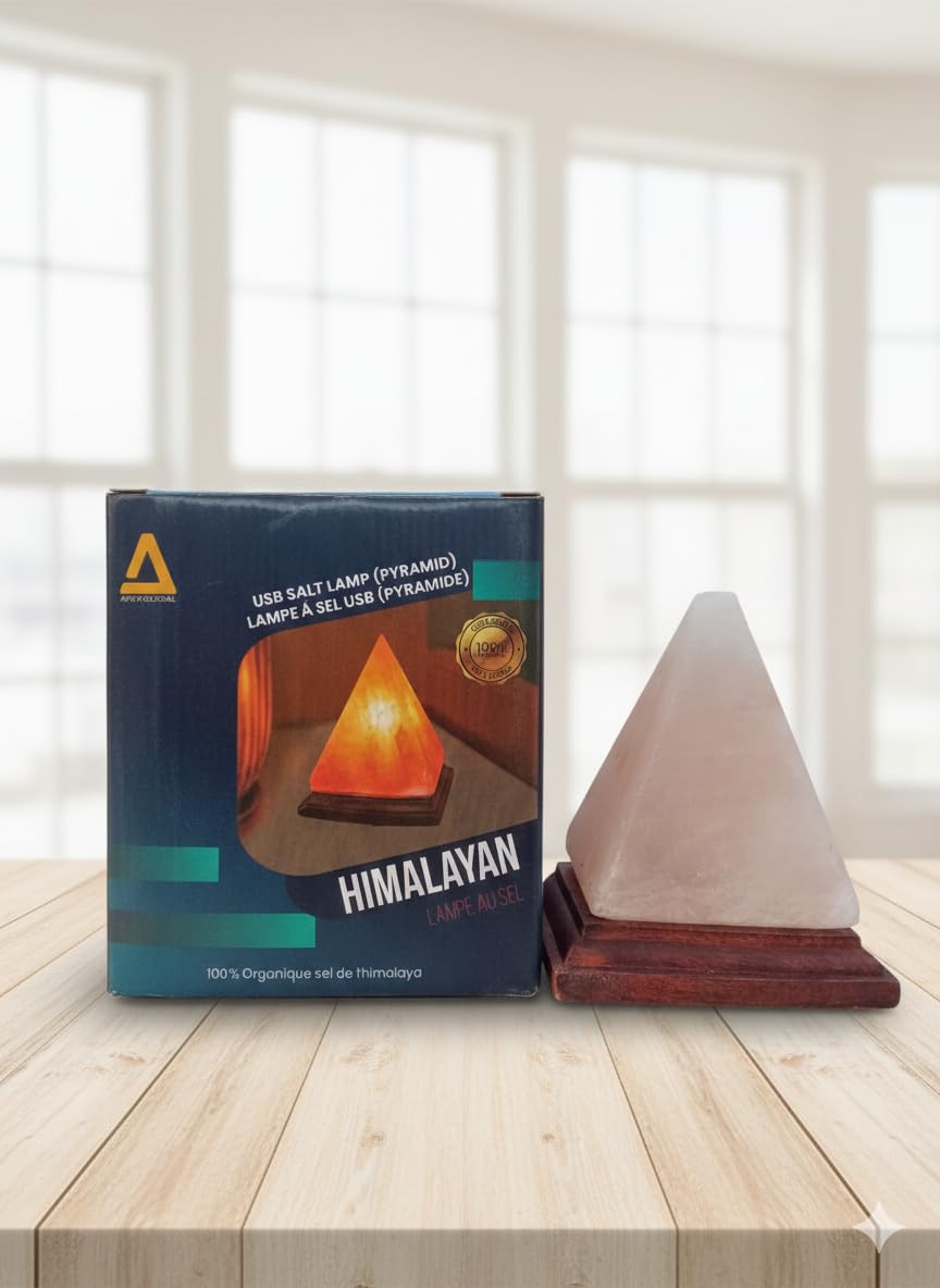 NatureBoost Himalayan Salt Lamp, USB Powered, Night Light Color Changing Lamp,Unique Gift Idea (Pyramidnew)