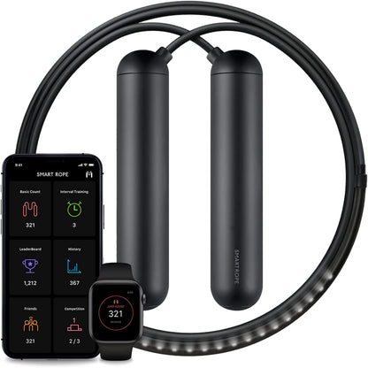 [Tangram Factory] Smart Rope - LED embedded Jump Rope (Black, Medium)