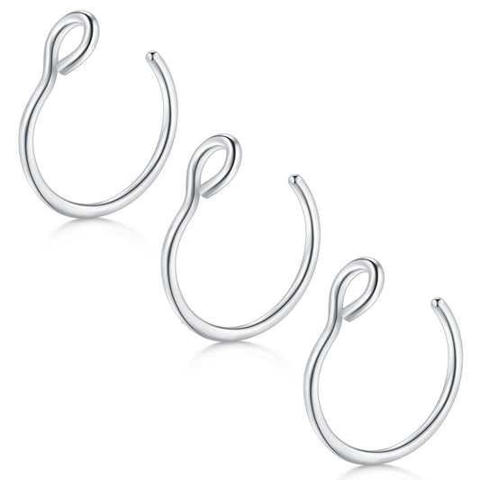D.Bella Fake Nose Ring Hoop 20G Faux Nose Piercing Jewelry 8mm Non-Pierced Clip On Nose Hoop Rings for Faux Lip Ear Nose Ring