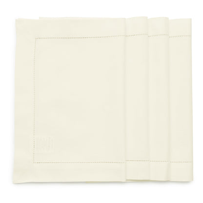 Solino Home Ivory Placemats Set of 4 - Cotton Linen Hemstitch Placemats 14 x 19 Inch for Summer