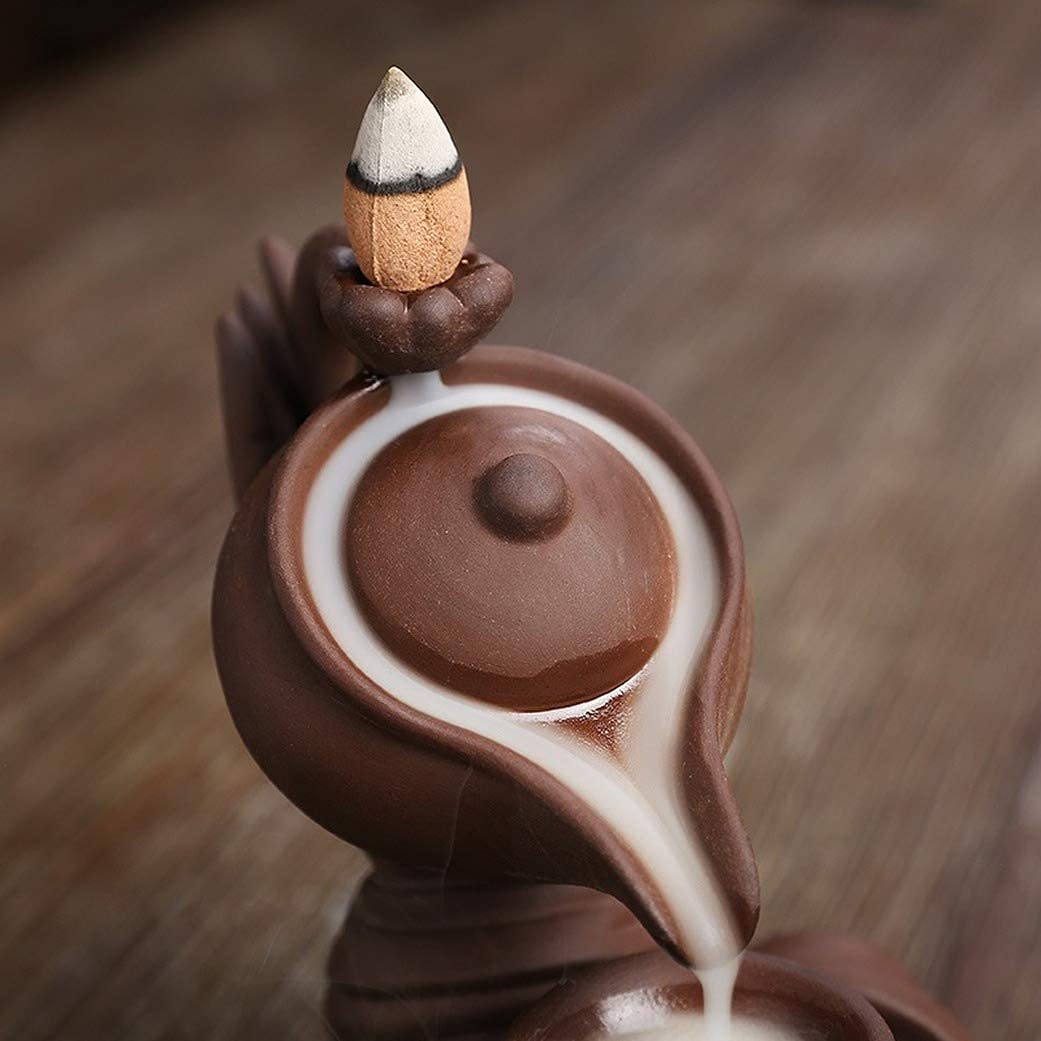 Buddha Hand Series Backflow Incense Burner Indoor Smoke Waterfall Incense Holder Creative Teapot Shaped Ceramic Incense Burner