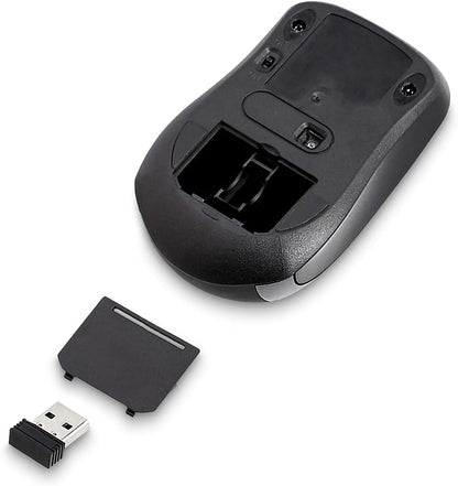 Amazon Basics 2.4 Ghz Wireless Optical Computer Mouse with USB Nano Receiver, Black