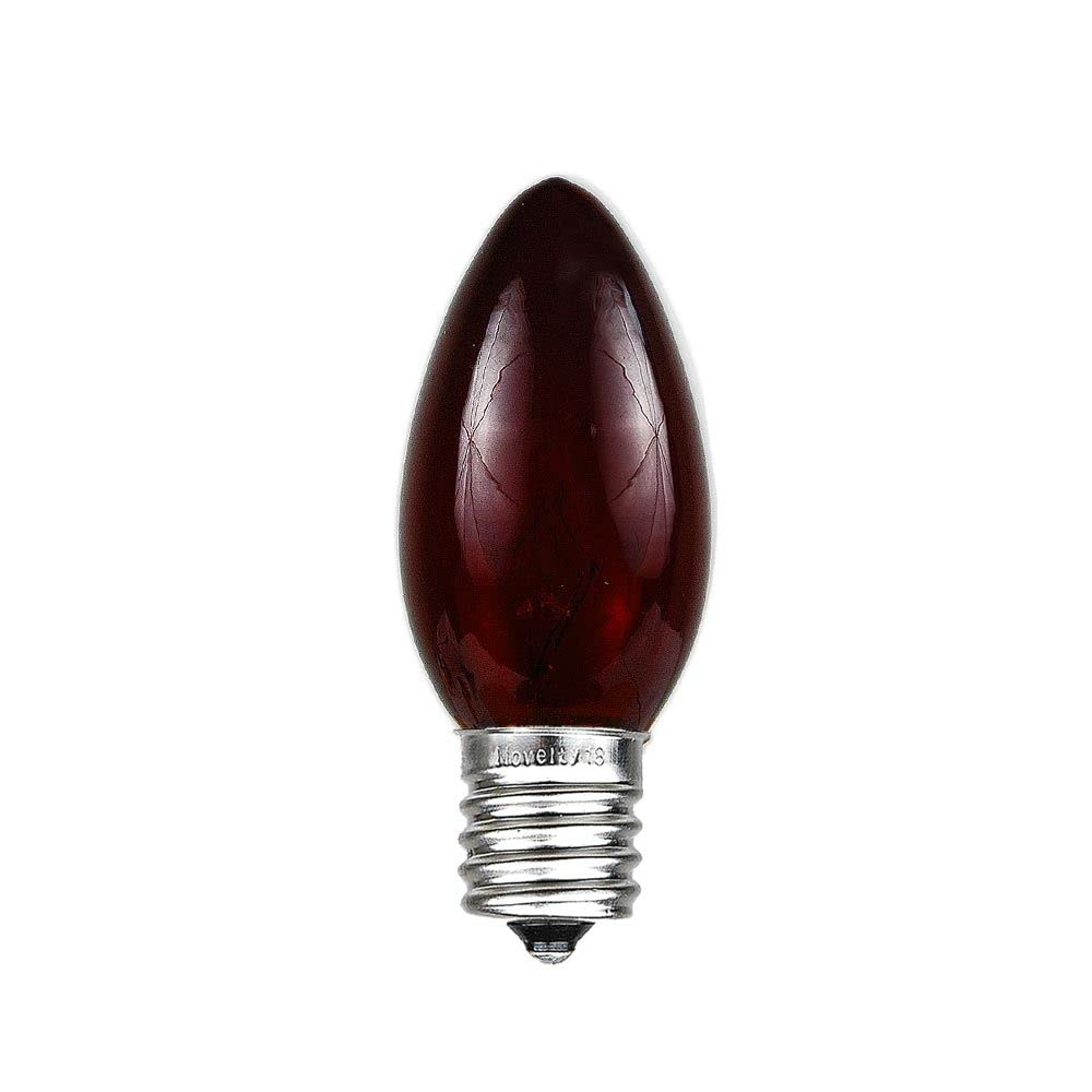 Novelty Lights Incandescent Christmas Replacement Bulbs - Indoor/Outdoor Individual Bulbs for Christmas Tree, Display, & More - C9/E17 Intermediate Base, 7 Watt Lights (Red, 25 Pack)