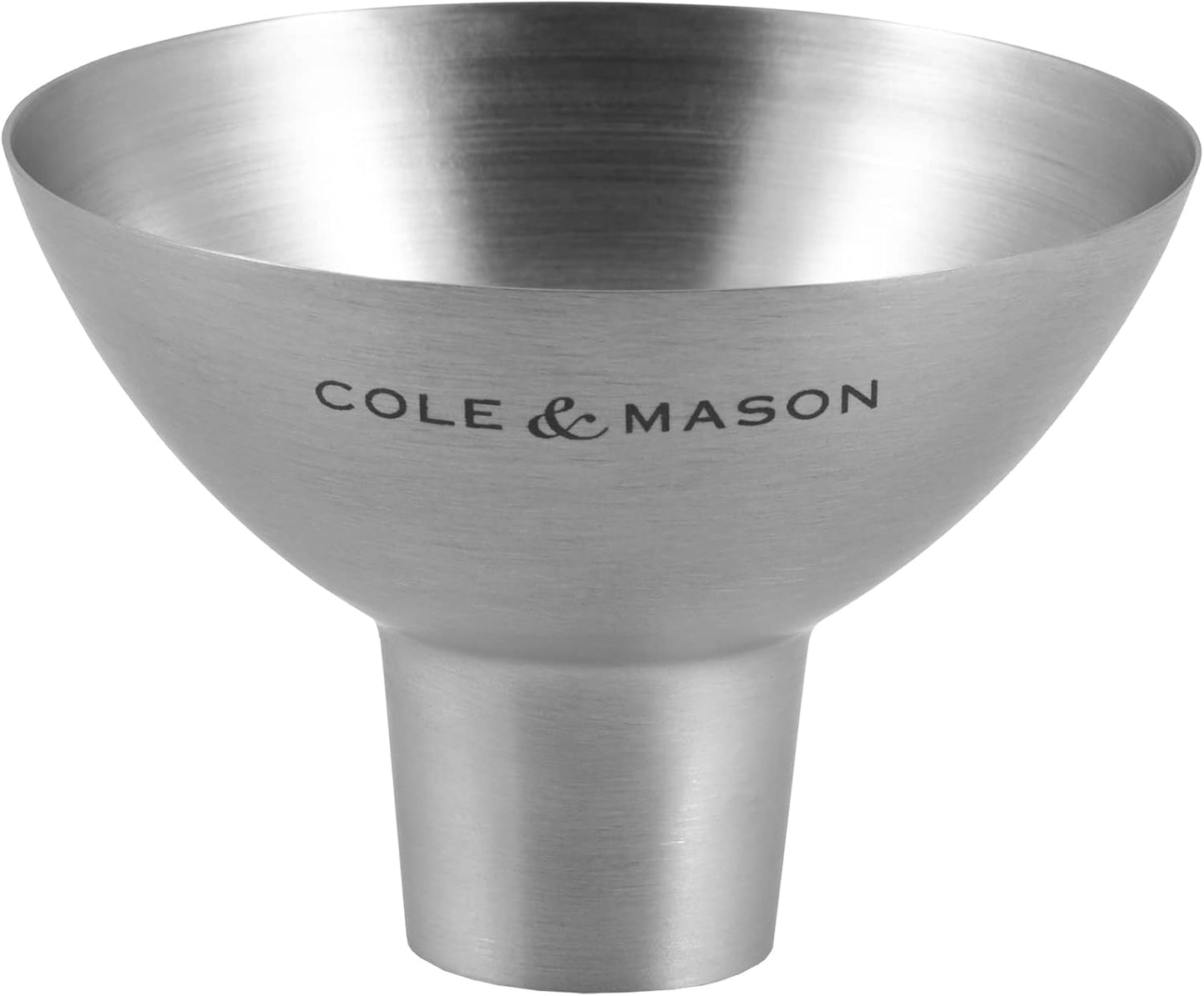COLE & MASON Stainless Steel Salt and Pepper Funnel - Versatile Small Funnel for Filling Spice Jars and Other Kitchen Essentials - Convenient Funnels for Kitchen Use Filling Bottles - Metal Funnel