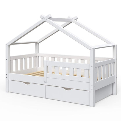 VitaliSpa House bed Design, White, 80x160 cm with 2 drawers