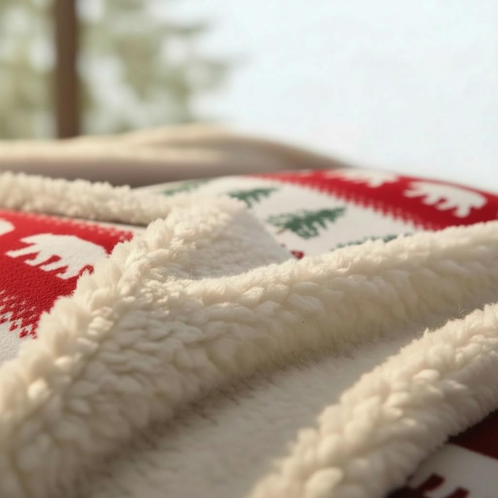 Eddie Bauer - Sherpa Throw Blanket for Couch 50x60 – Ultra Soft Reversible Fleece & Plush Sherpa Blanket, Warm Cozy Bear & Pine Cabin Throw for Sofa, Bed, Living Room Decor