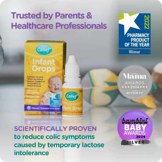 Colief Infant Drops | Lactase Enzyme Drops | Natural Colic Relief for Babies | Reduces Bloating, Wind and Crying | (15ml)