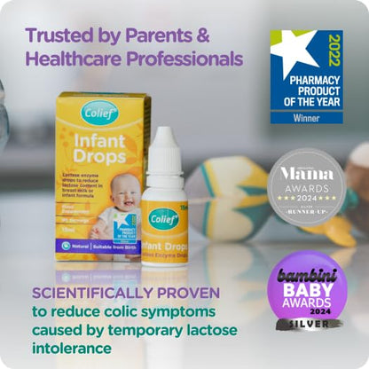 Colief Infant Drops | Lactase Enzyme Drops | Natural Colic Relief for Babies | Reduces Bloating, Wind and Crying | (15ml)