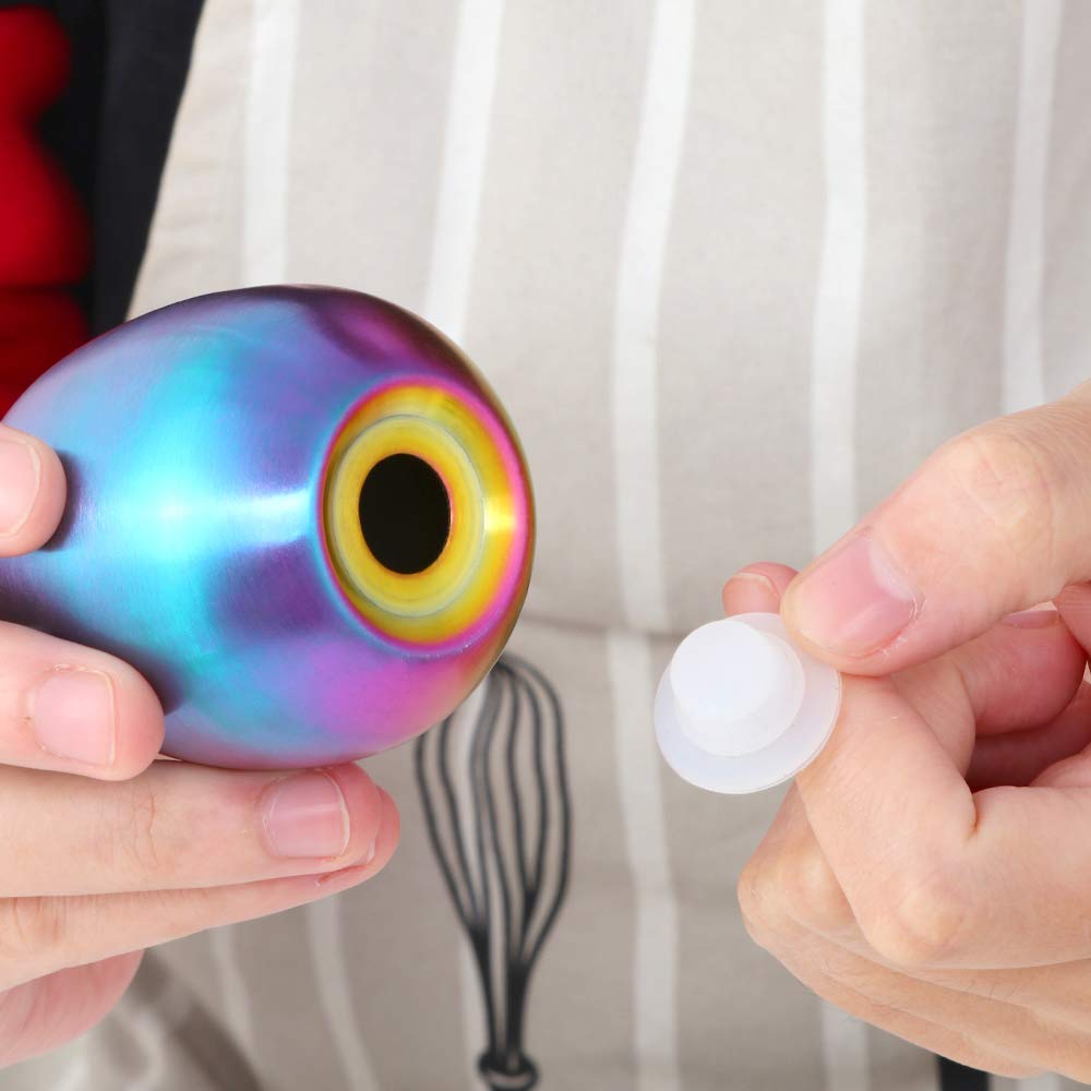 2-Piece Set Rainbow Salt Pepper Shakers, Cute Egg Shape Stainless Steel Condiment Jar for Home and Kitchen Utensils, Comfortable and Ergonomic