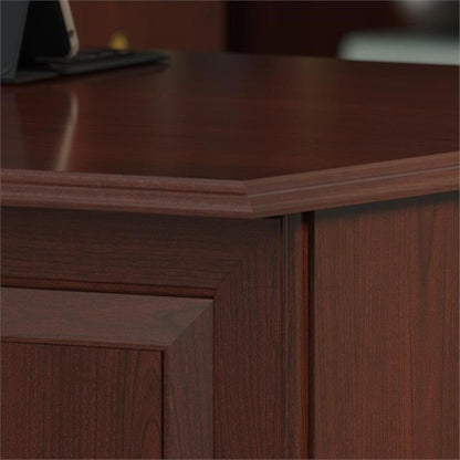 Bush Furniture Saratoga L Shaped Computer Desk with Drawers and Storage in Harvest Cherry | Large Corner Office Table for Workspace