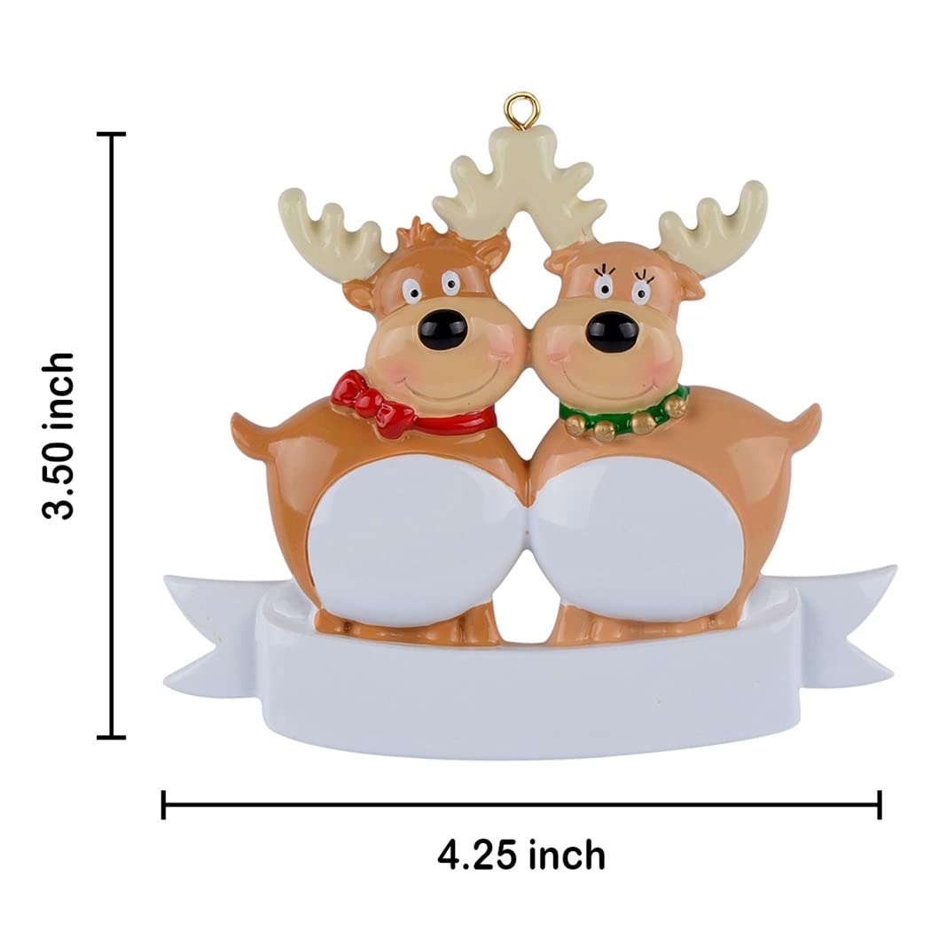 Worldwide Reindeer Family of 2 Personalized Christmas Ornament - Couple's First Christmas Together Keepsake Gift