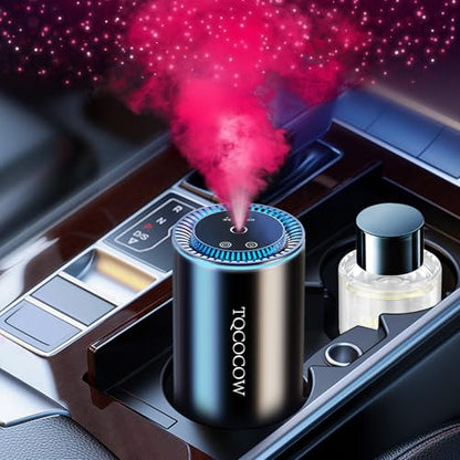 Smart Car Air Freshener Diffuser with Starry Sky Projection and 50ml Perfume, 3 Mode Adjustable Rechargeable Car Aroma Diffuser,Auto On/Off Intelligent,Cologne