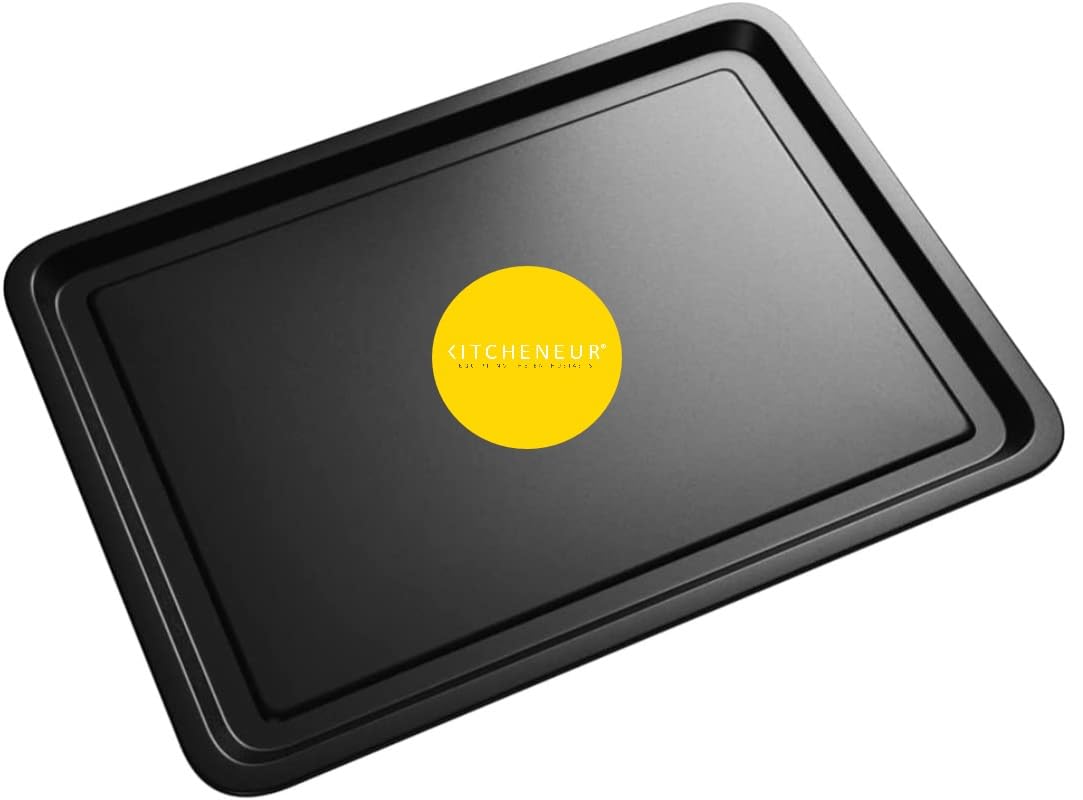 4-Pack - Essentials Baking Tray Set 32cm by KITCHENEUR - Easy Cleaning Baking Tray/Pan, Non-Stick Tin, Multi-Pack Set Oven Trays - Dishwasher Safe and Easy Cleaning