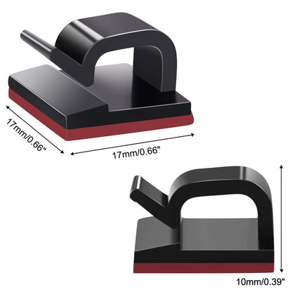 SOULWIT 50 Pcs Self Adhesive Cable Management Clips, Cable Organizers Sticky Wire Clips Cord Holder for TV PC Laptop Ethernet Cable Desktop Home Office (Black)