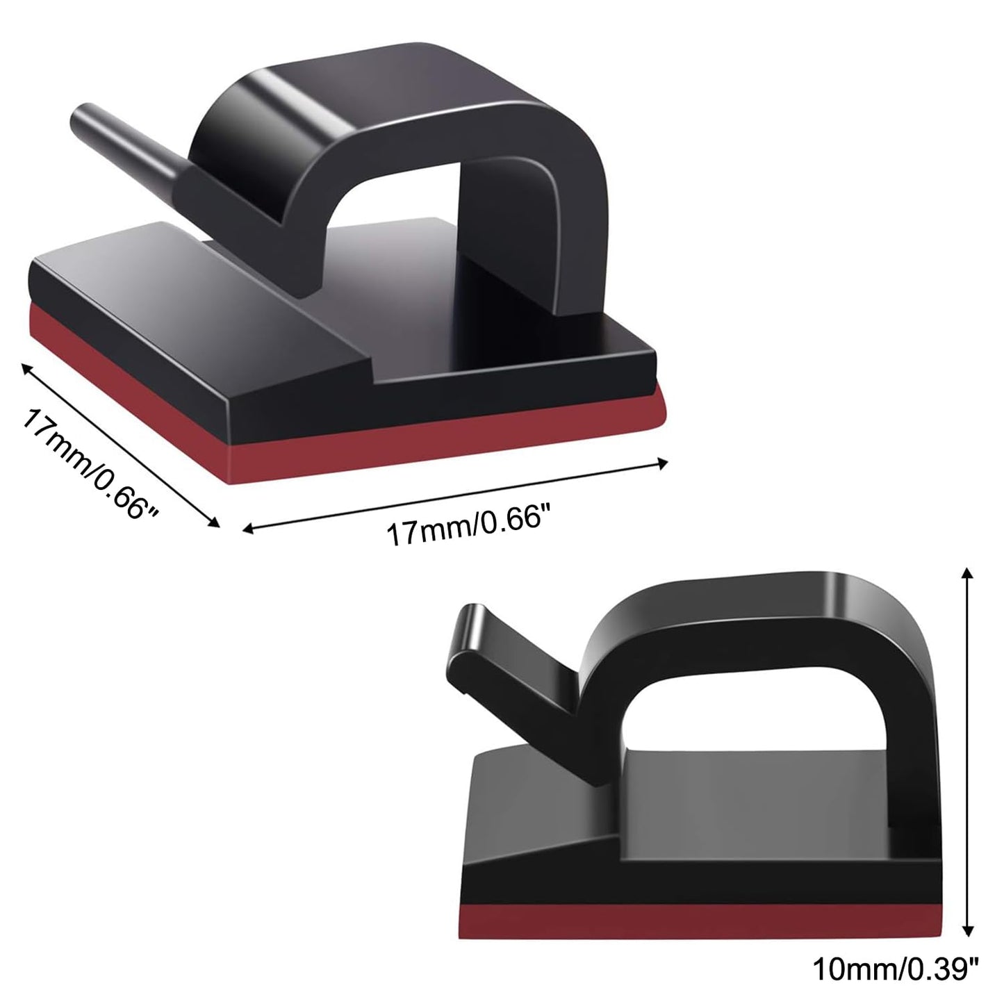 SOULWIT 50 Pcs Self Adhesive Cable Management Clips, Cable Organizers Sticky Wire Clips Cord Holder for TV PC Laptop Ethernet Cable Desktop Home Office (Black)