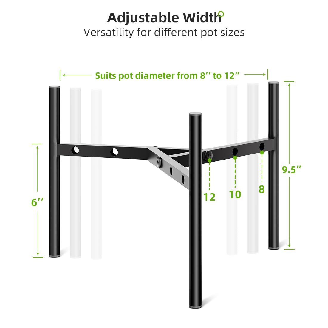 Gaoymsym Plant Stand Indoor Adjustable Pot Holders, Metal Plant Stand Outdoor, Anti-Rust Black Metal Plant Holder for Outdoor Corner and Indoor clearance ,Fits 8"-12" Pots, 9.5" Height, 1 Pack