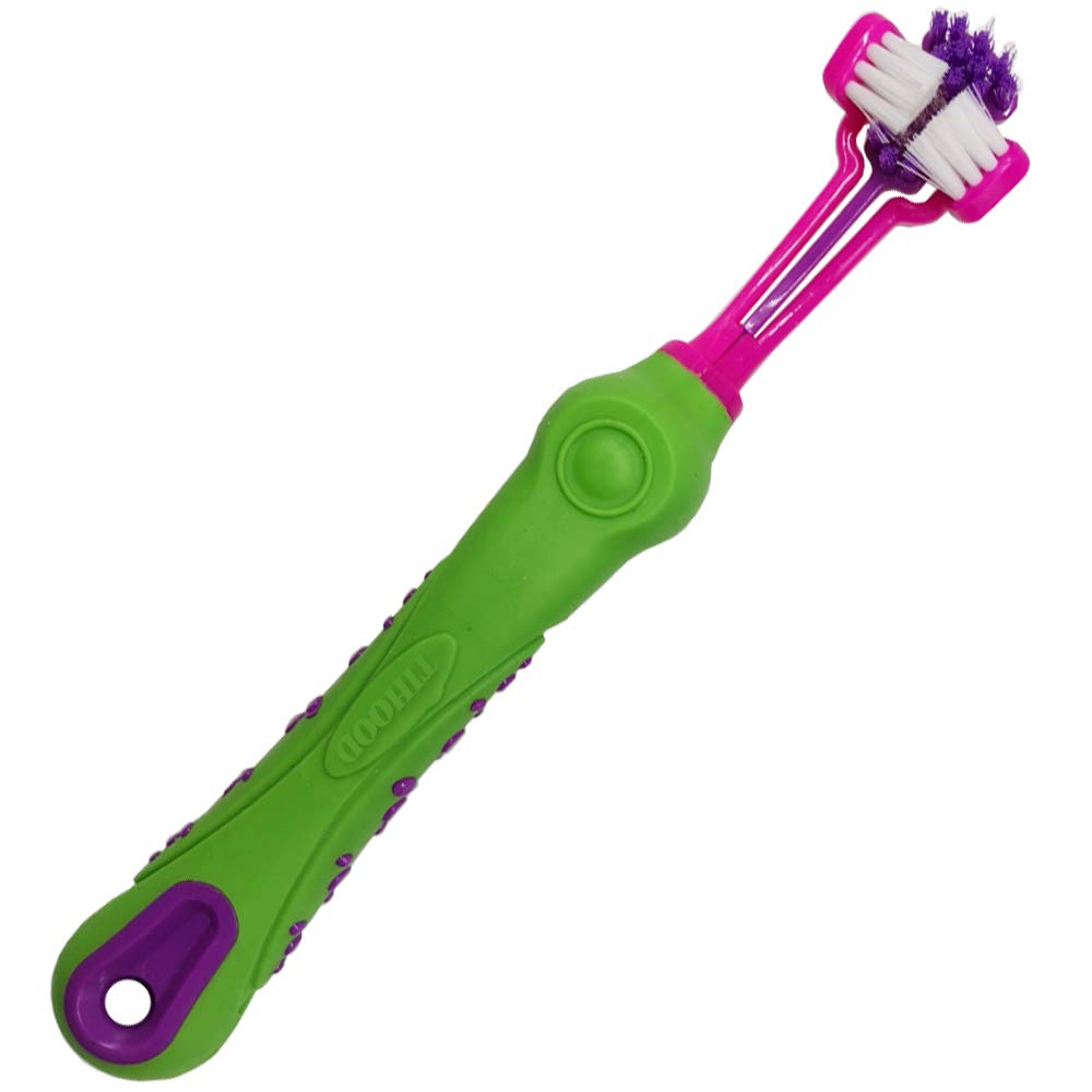 TIHOOD Three Sided Pet Toothbrush Dog Brush Addition Bad Breath Tartar Teeth Care Dog Cat Cleaning Mouth (Blue,Orange,purplr and White)