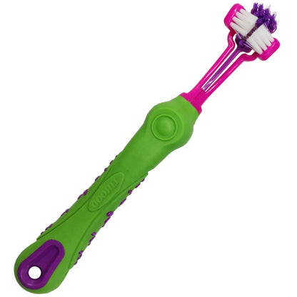 TIHOOD Three Sided Pet Toothbrush Dog Brush Addition Bad Breath Tartar Teeth Care Dog Cat Cleaning Mouth (Blue,Orange,purplr and White)