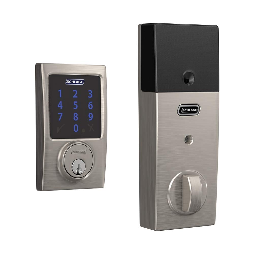 SCHLAGE BE469ZP CAM 605 Connect Smart Deadbolt With Alarm Inbuilt Camelot Trim In Bright Brass