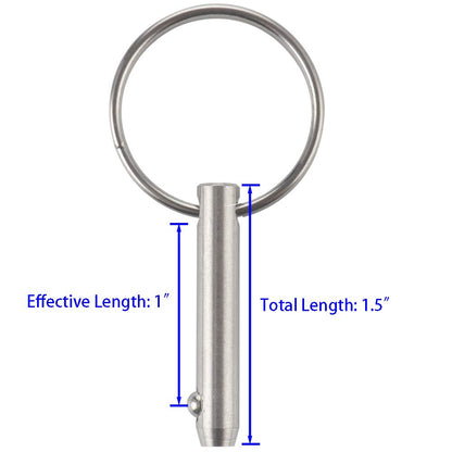 VTurboWay 4 Pcs Quick Release Pin 1/4" Diameter, Usable Length 1", Full 316 Stainless Steel, Bimini Top Pin, Marine Hardware, All Parts are Made of 316 Stainless Steel