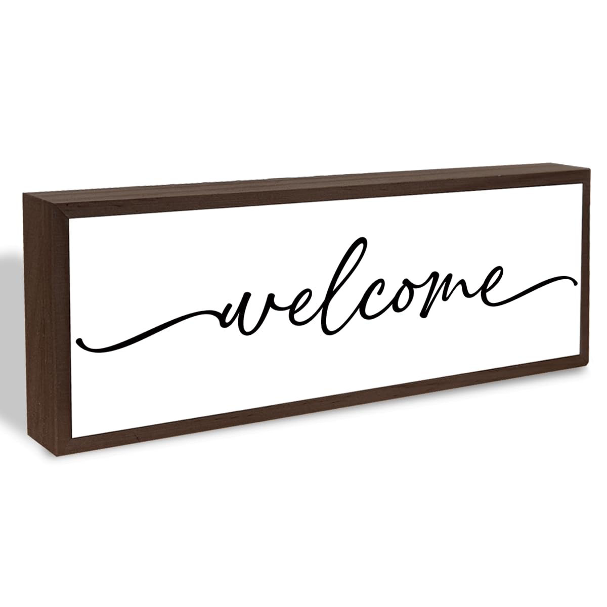 Welcome Wood Home Decor Signs, Welcome Simplicity Wood Plaque, Home Tabletop Desk Decorative Sign, Rustic Farmhouse Shelf Decor Sign, Hanging Decorative Wooden Plaque 9.5x3.1 Inches(A60)