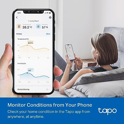 TP-Link Tapo Smart Temperature and Humidity Sensor T310, White, Requires Tapo Hub, High-Accuracy Swiss-Made Sensor, Real-Time Notifications, Free Data Storage, Long-Lasting Performance