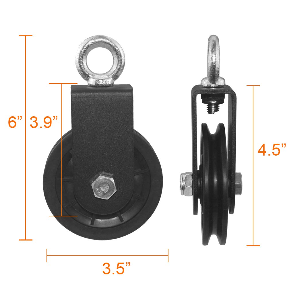 VUAOHIY Cable Pulley - 3.54 In/90 mm 360 Degree Rotation Traction Wheel, Strong Bearing Capacity Pulley System for Home Gym and Lift Cable Machine - 2 Pack
