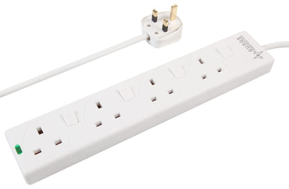 PRO ELEC PELB1942 4 Gang Switched Surge Protected Extension Lead White, 10m