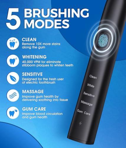 Electric Toothbrush and Water Flosser,600ML Oral Irrigator Water Flosser with 7 Jet Tips,10 Adjustable Pressure Settings,Sonic Electric Toothbrush with 2 Brush Heads,5 Modes(Black)