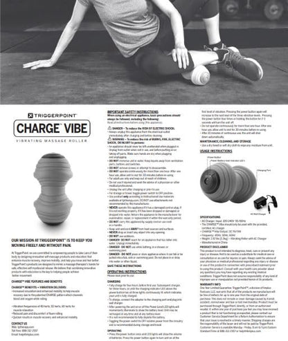 Trigger Point Performance TriggerPoint CHARGE VIBE Three-Speed Ridged Vibrating Portable Foam Roller