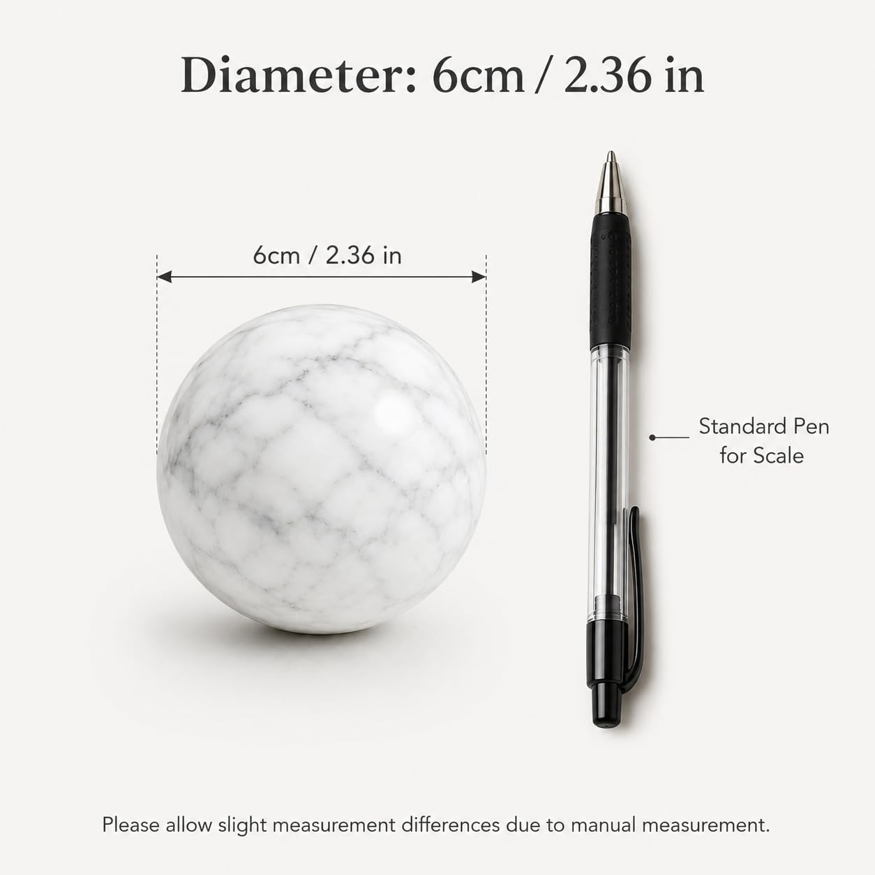 SIRIZEN-DIVING Natural Marble Decorative Spheres, Small Stone Bowl Filler Balls for Tray Styling, Shelf and Coffee Table Decor, 6 cm Diameter