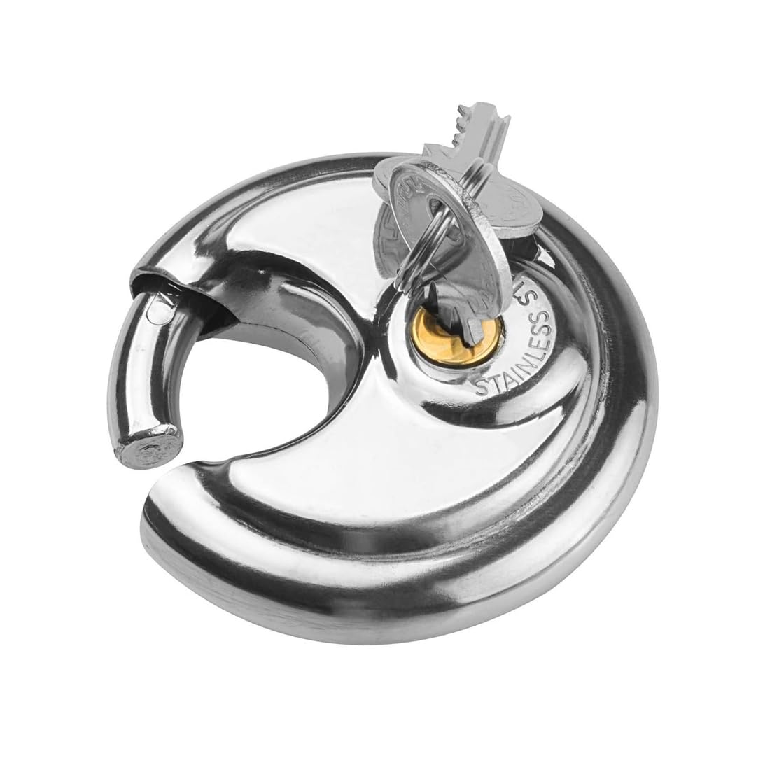 Helonge Disc Padlock with Key, Storage Unit Lock, Discus Padlock Heavy Duty Round Circle Lock for Warehouse, Garage, Gym, Storage Locker, and Outdoors