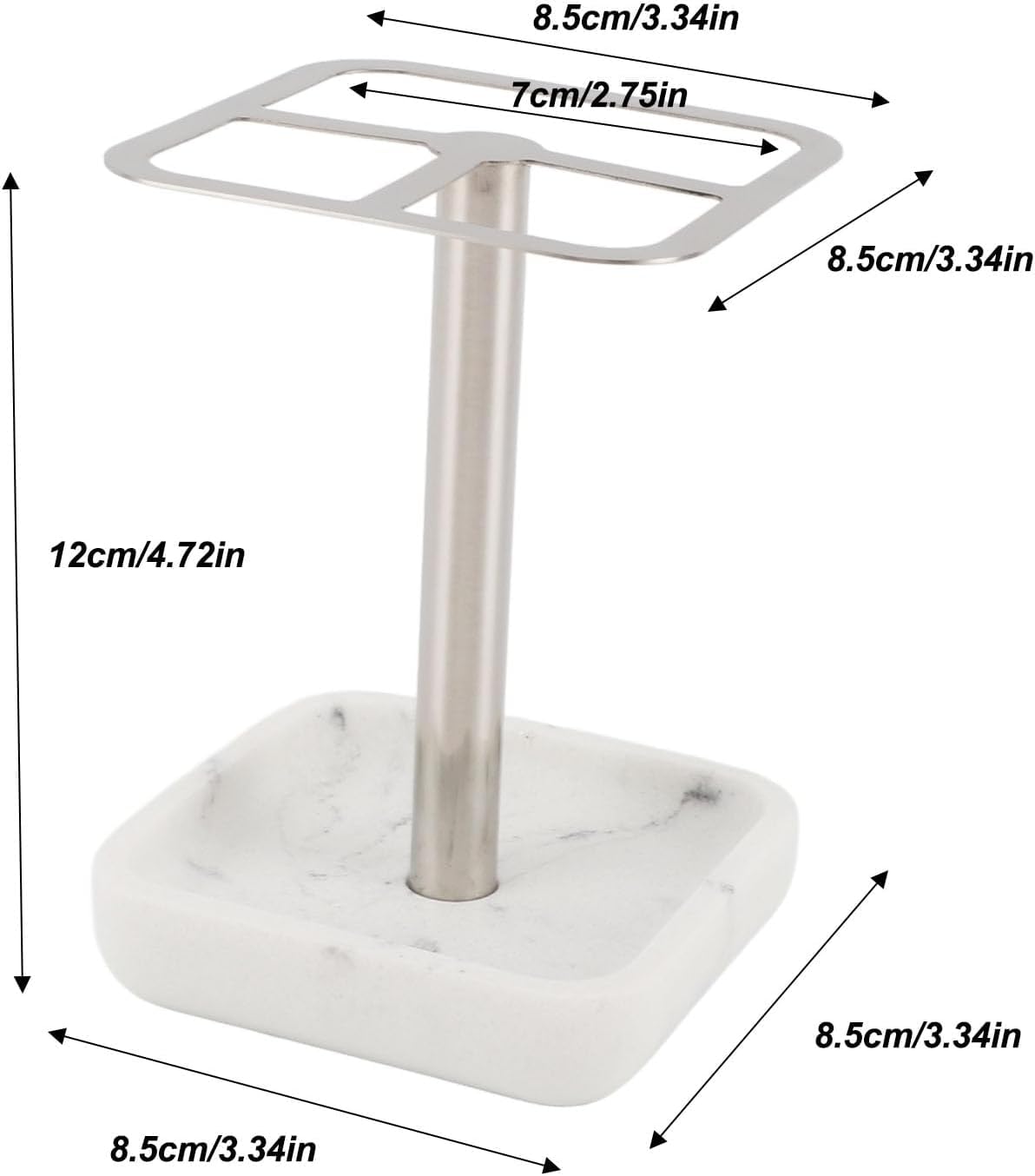 Toothbrush Holder Stainless Steel Bathroom Storage Organizer Toothpaste Stand Rack 304 Holder, Stand, Rustproof Metal 3 Slots Space Saving for Vanity, Countertops (Silver)
