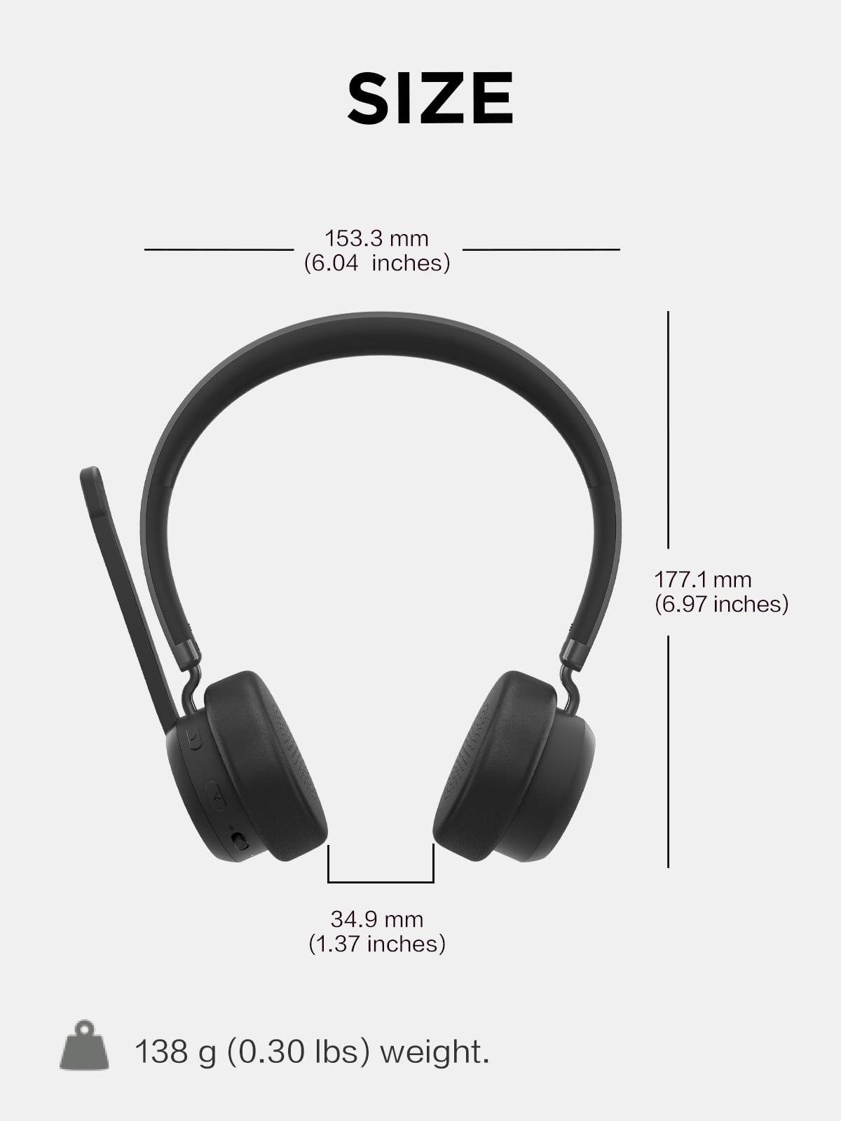 Lenovo Wireless Stereo Headset, Noise Cancelling Mic, Bluetooth 5.3 Multipoint, 31-Hour Talk & 60-Hour Playback, Lightweight 138g, Replaceable Earcups Over-Ear Comfort, Gaming, Office, & PC Use