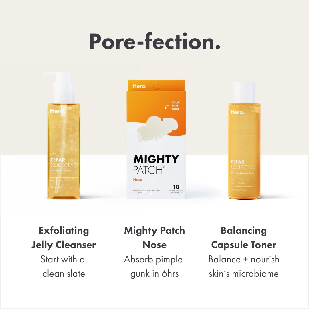 Mighty Patch Nose Pimple Patches from Hero Cosmetics, Large Hydrocolloid Pore Strips, Dermatologist Approved, Overnight, Pimple Stickers to Absorb Acne Nose Gunk, 10 Count