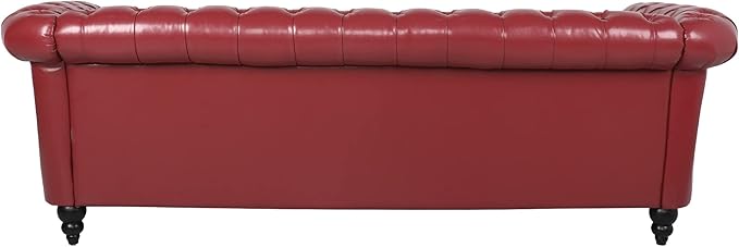 LEVNARY Chesterfield Sofa, Classic Tufted Upholstered Leather Couch, Modern 3