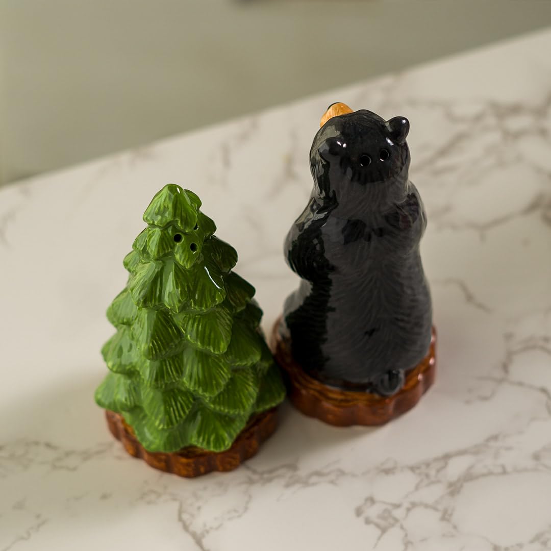 Pacific Giftware Forest Retreat Black Bear Salt and Pepper Shakers