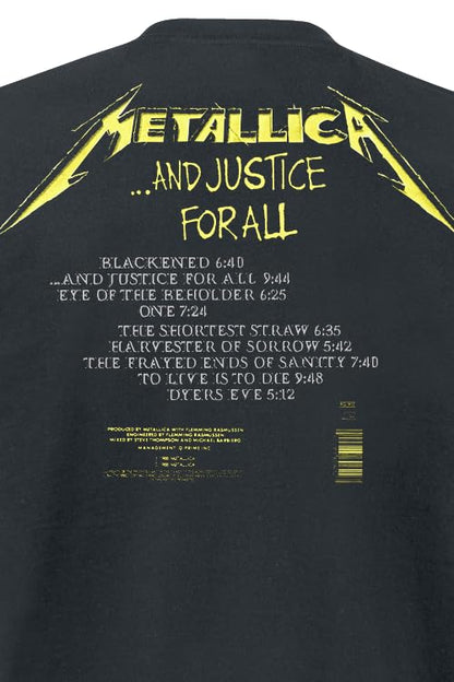 Metallica Men's Justice for All Tracks BL_TS: L T-Shirt, Black (Black Black), Large (Size:Large)