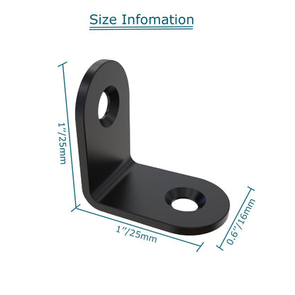 Corner Brace, L Bracket, Corner Brackets of Stainless Steel,Small Angle Support for Home Improvement, Metal Iron Braces for Wood Aufuga (20, Black, 1x1x10.6)