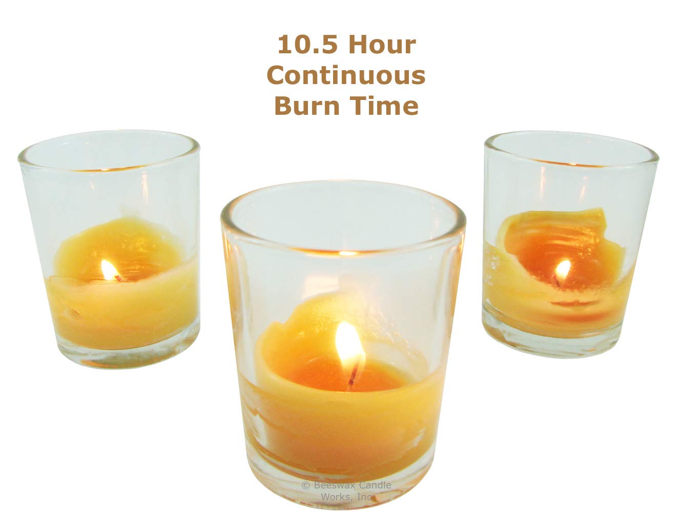 Beeswax Candle Works, 10-Hour Votives (Pack of 24) 100% USA Beeswax