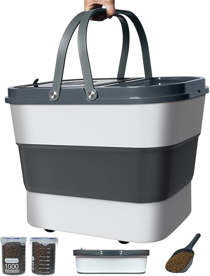 35lbs Dog Food Storage Container, Collapsible Dog Food Container, Airtight Pet