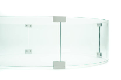AMS Fireplace 32" Round Fire Pit Glass Wind Guard | Clear Tempered Glass Flame Protective Pane. Wind Resistant with Aluminum Corner Bracket