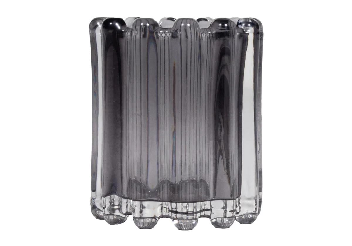 Smoke Remi Reeded Votive — by Alice Lane Home Collection — Sophisticated Smoke Color — Classic Votive, Adorned with Distinctive Bubble Design — for Kitchen, Living Room and Special Occasions