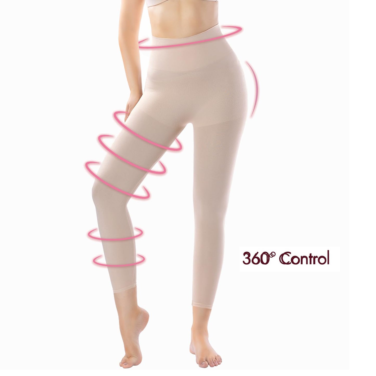 +MD Shapewear for Women Tummy Control Seamless High Waisted Light Compression Footless Tights Leggings