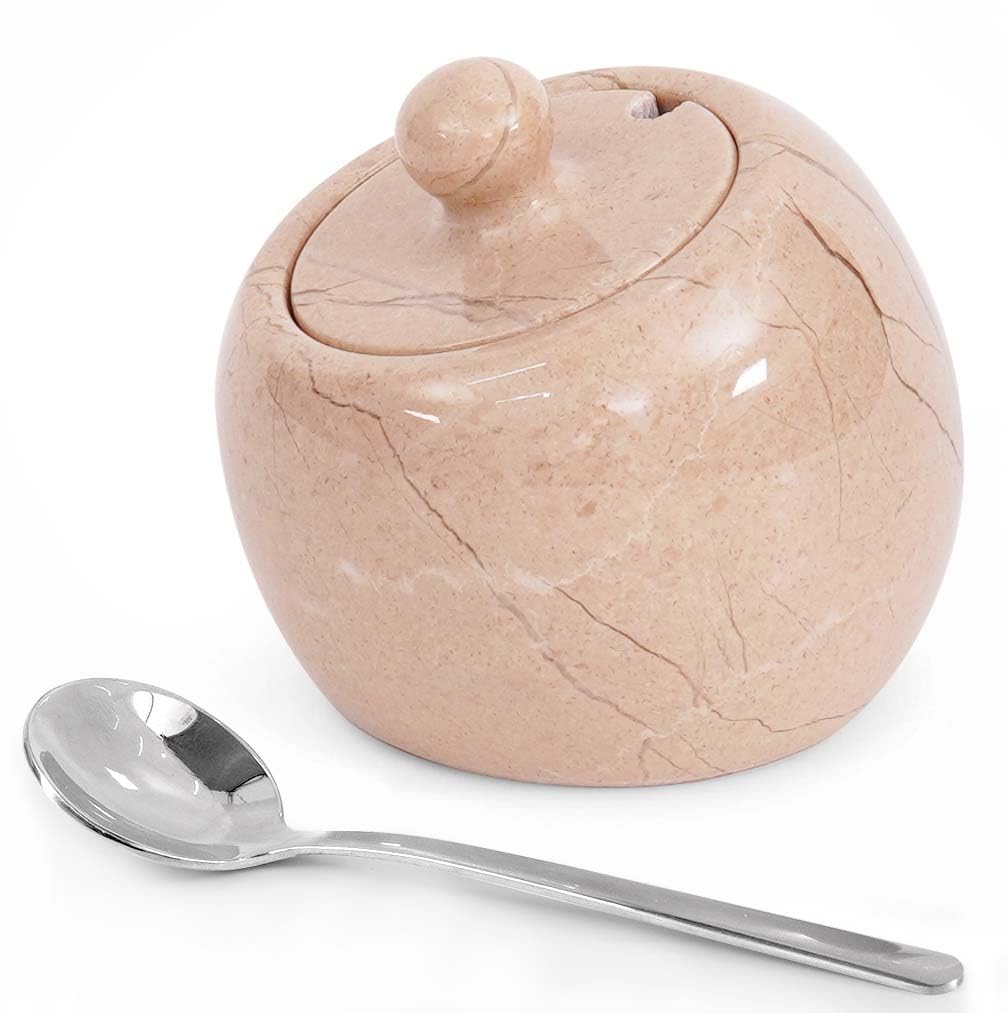 Radicaln Marble Salt Cellar with Lid 3" Inch Verona Salt Jar & Spice Storage Containers For Kitchen Countertop, Ideal Sugar Bowl & Salt dish For Table