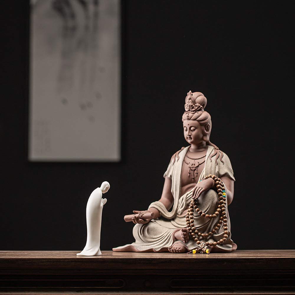 KJYHXX White Porcelain Zen Buddha Statue - Creative Monk Figurine Ceramic Craft - Minimalist Decorative Ornament for Home & Office Meditation Space (stading)