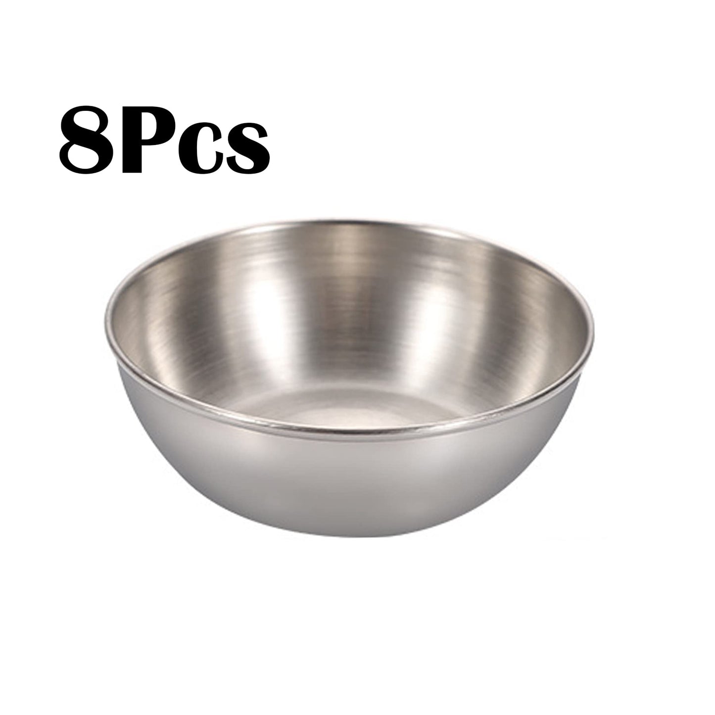 MGGi 8 Pack 3.3inch Stainless Steel Sauce Dishes Round Mini Individual Saucers Bowl, Seasoning Plate Sushi Dipping Bowl Appetizer Plates, for Sushi,Side Dishes,Dessert,Tomato Sauce,Soy,BBQ - Silver