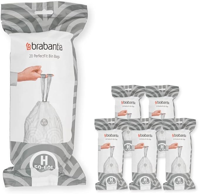 Brabantia PerfectFit Trash Bags Thick Plastic Trash Can Liners